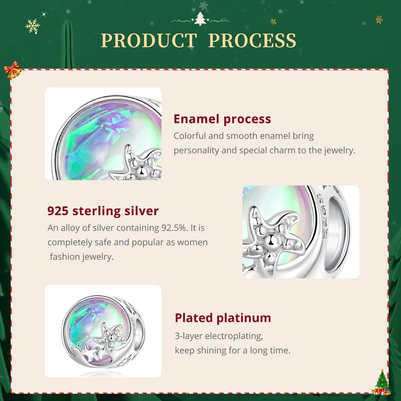 VOROCO Store Coffee Moon Star Dream Catcher Charms for Bracelet 925 Sterling Silver Dangle & Beads Charm for Charm Bracelet and Necklace DIY Charm Jewelry Gifts for Women - Image 5